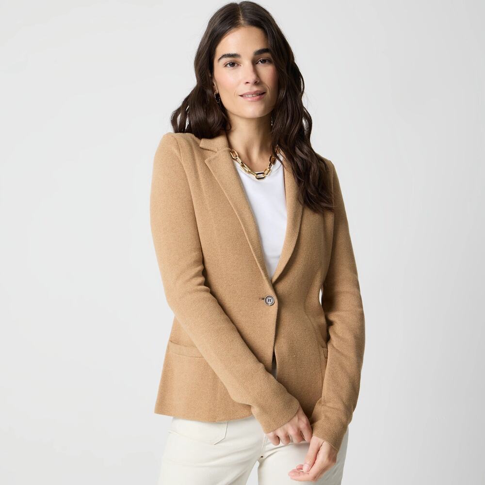 J.Crew Factory L 100% Cotton Schoolboy Sweater Blazer Light Brown Preppy Luxury
